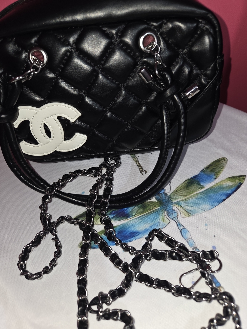 Quilted Black Leather Crossbody Bag - Lightweight Everyday Shoulder Bag